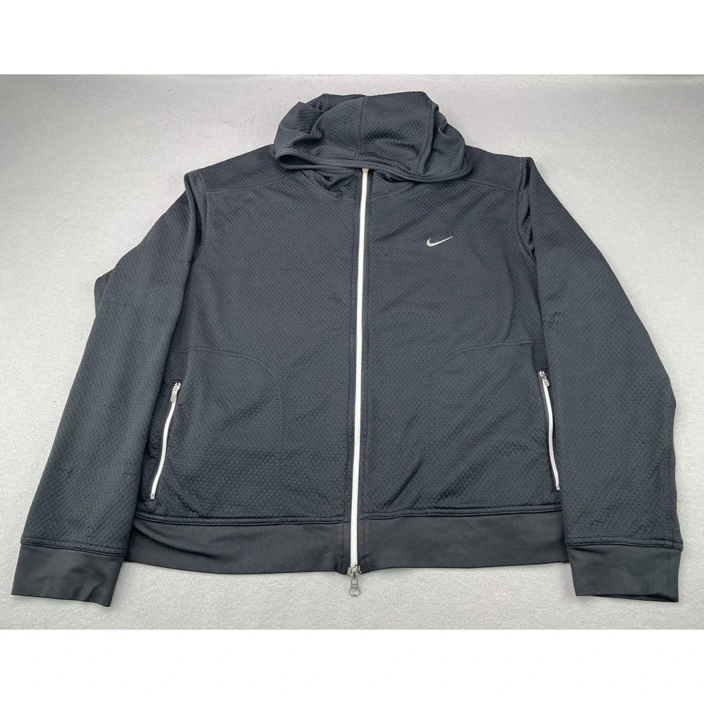 Nike Sphere Men's Hoodie Sweatshirt Full Zip Black and White Size XL Running